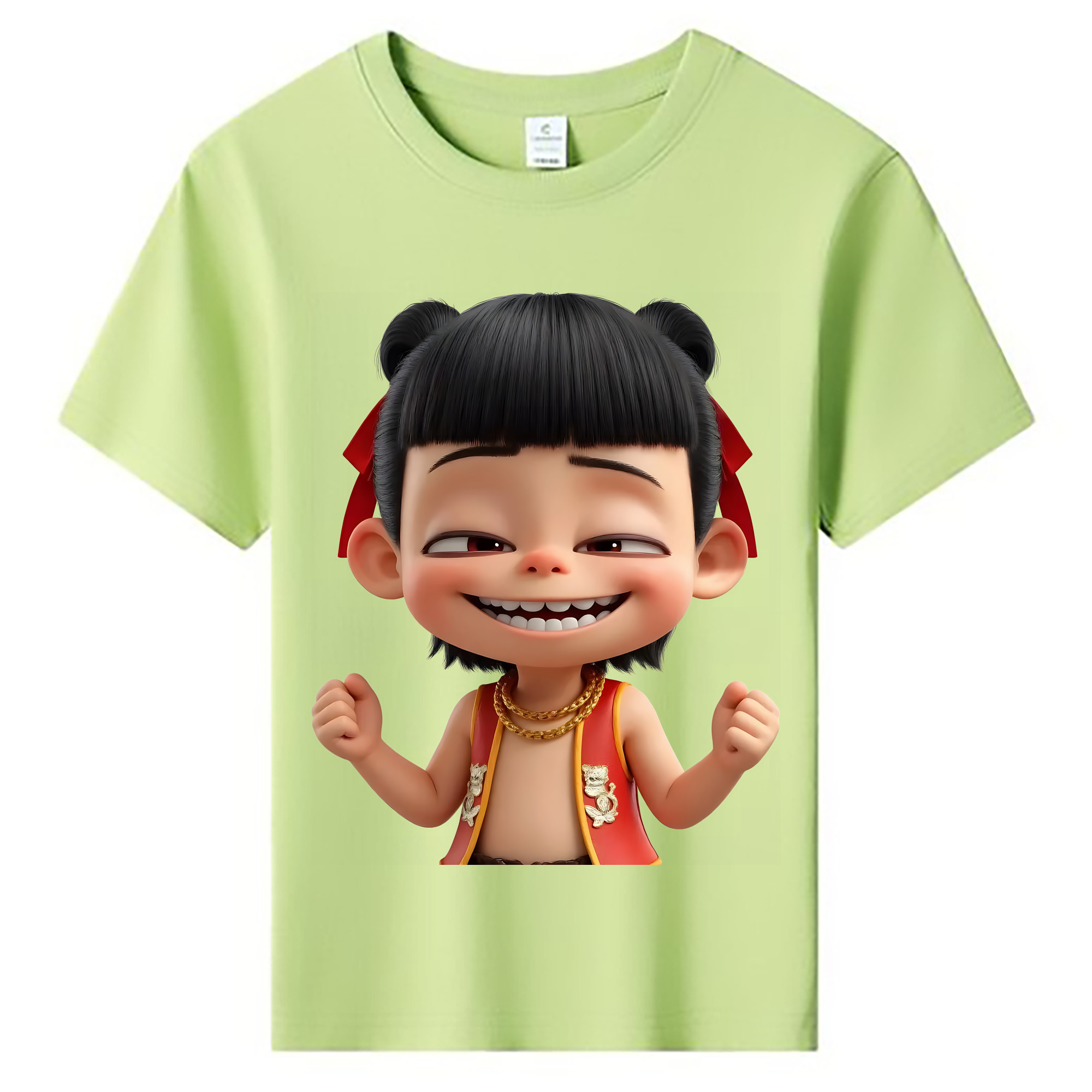 （画像用） Ne Zha 2 ナタ 魔童の大暴れ 綿100％キッズTシャツ（フロントプリント）